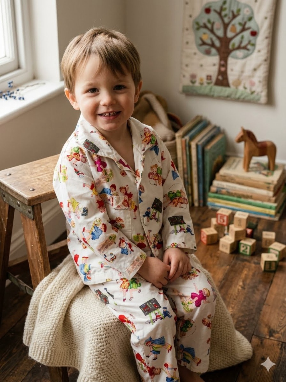 Rare Powell Craft England Vintage Revival Children's Pajama Top 1-2Y EUC